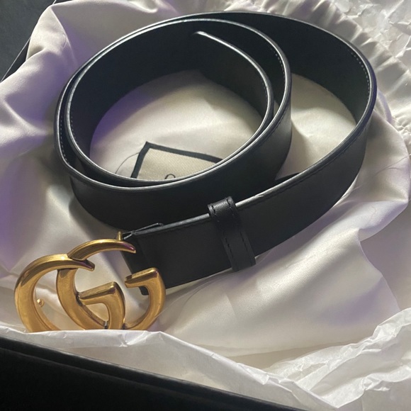 Gucci Accessories - GG Marmount leather belt with shiny buckle